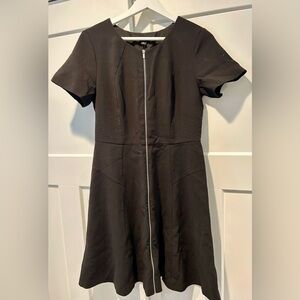 Ann Taylor Front Zip Fit & Flare Dress, Sz 6, Black, NWT